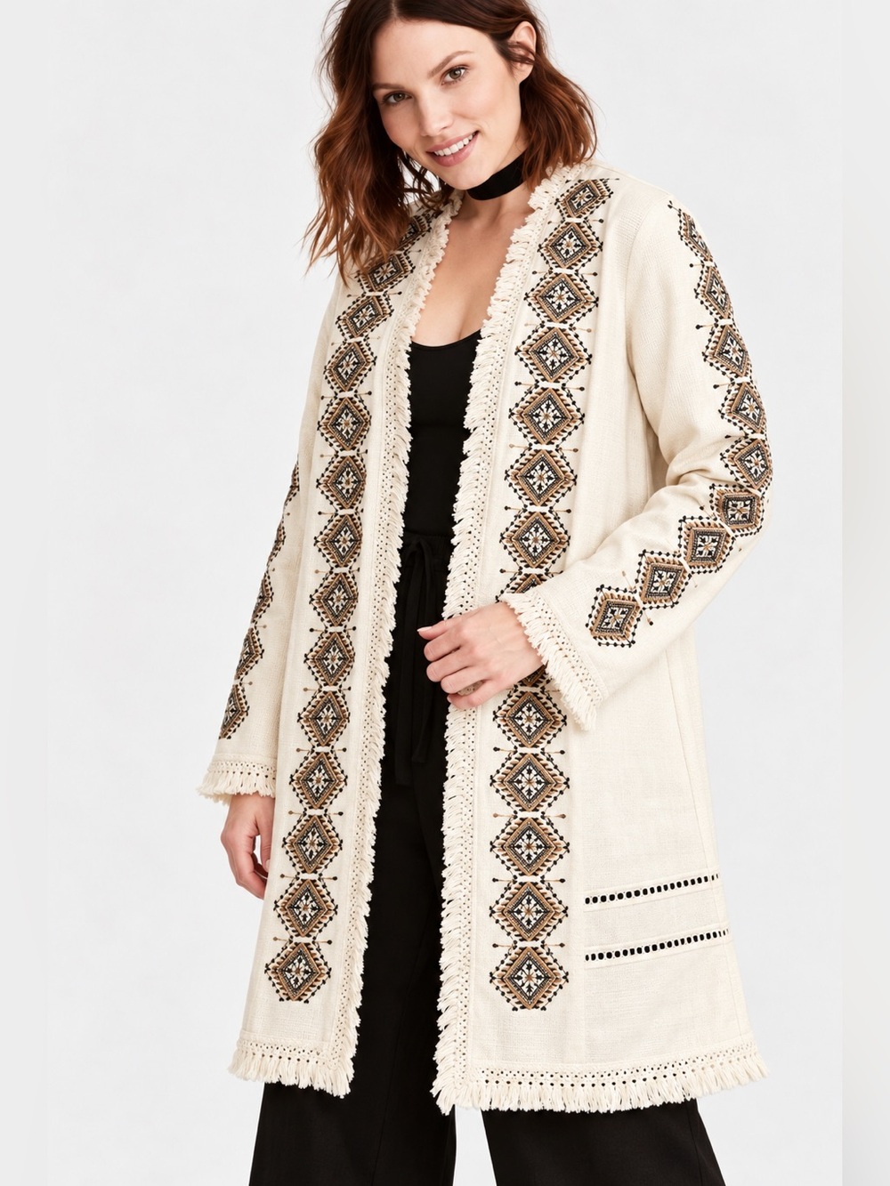 Torrid Insider Collection Embroidered Linen Longline Boho Cardigan NEW